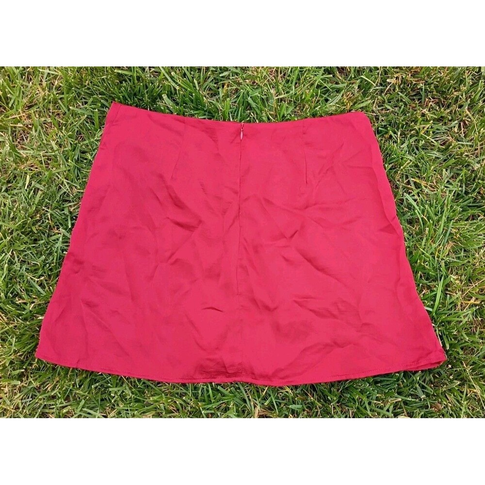 Whimsigoth Burgundy Lace Up Mini Skirt Size Large Y2K Coquette A-Line - Picture 3 of 8